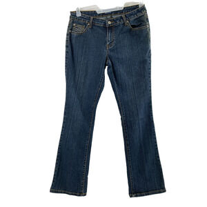 Deja Bleu Jeans Womens Size 8 Back Flap Pockets Medium Wash Denim Embroidery